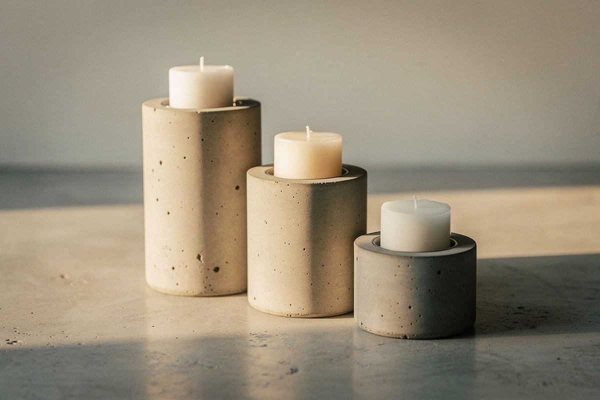 Concrete Candle Holder Set